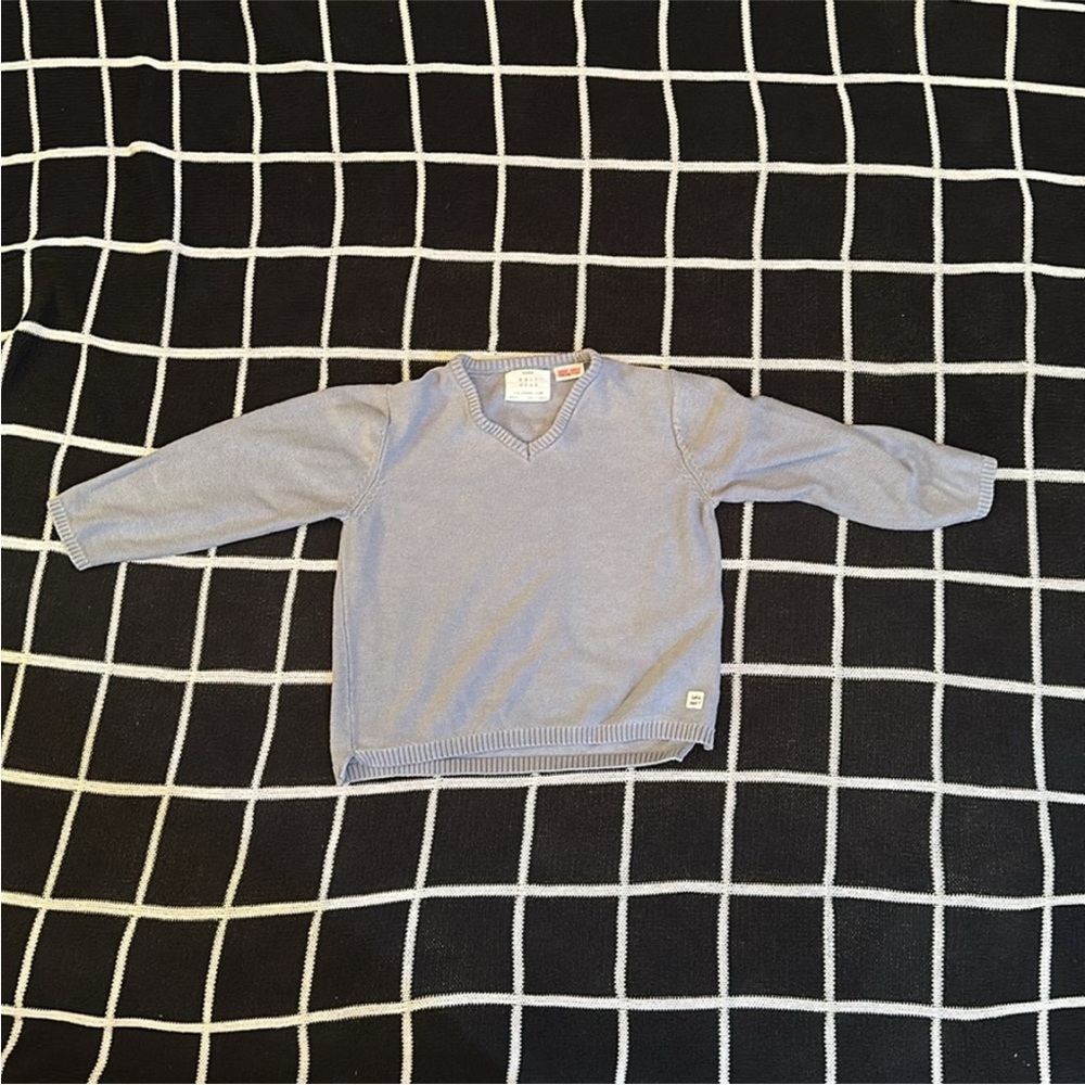 ZARA Boys Dusty Blue V-Neck Sweater Size 3–4Y Very Good Condition